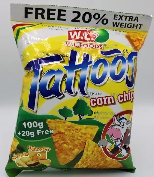 TATTOOS CORN CHIPS CHEESE FLAVOR 120g x 30