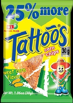 TATTOOS CORN CHIP SWEET CORN FLAVOR 30G X 42
