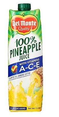 DELMONTE PINEAPPLE ACE JUICE DRINKS IN TETRA 12 x 1L