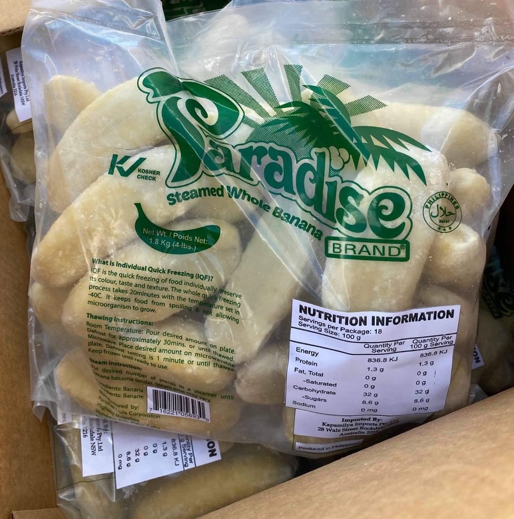 [FRZN010] PARADISE STEAM WHOLE SABA BANANA 10 x 1.8Kg