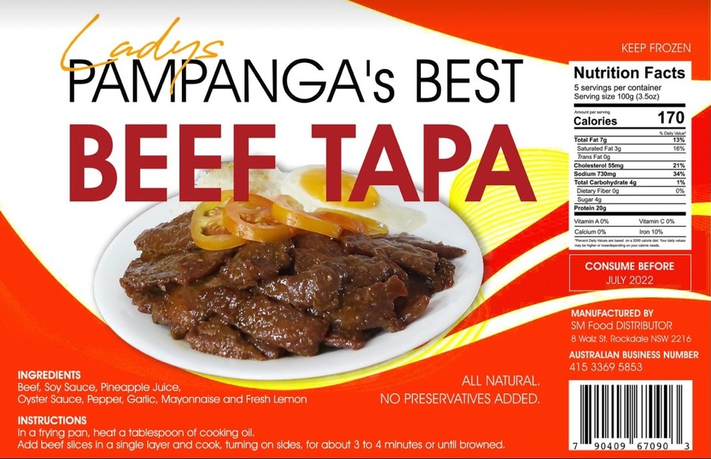 [FRZN016] LADYS PAMPANGA BEST BEEF TAPA 20 x 475g