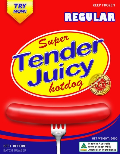 [FRZN001] Tender Juicy Hotdog Regular 500g x30